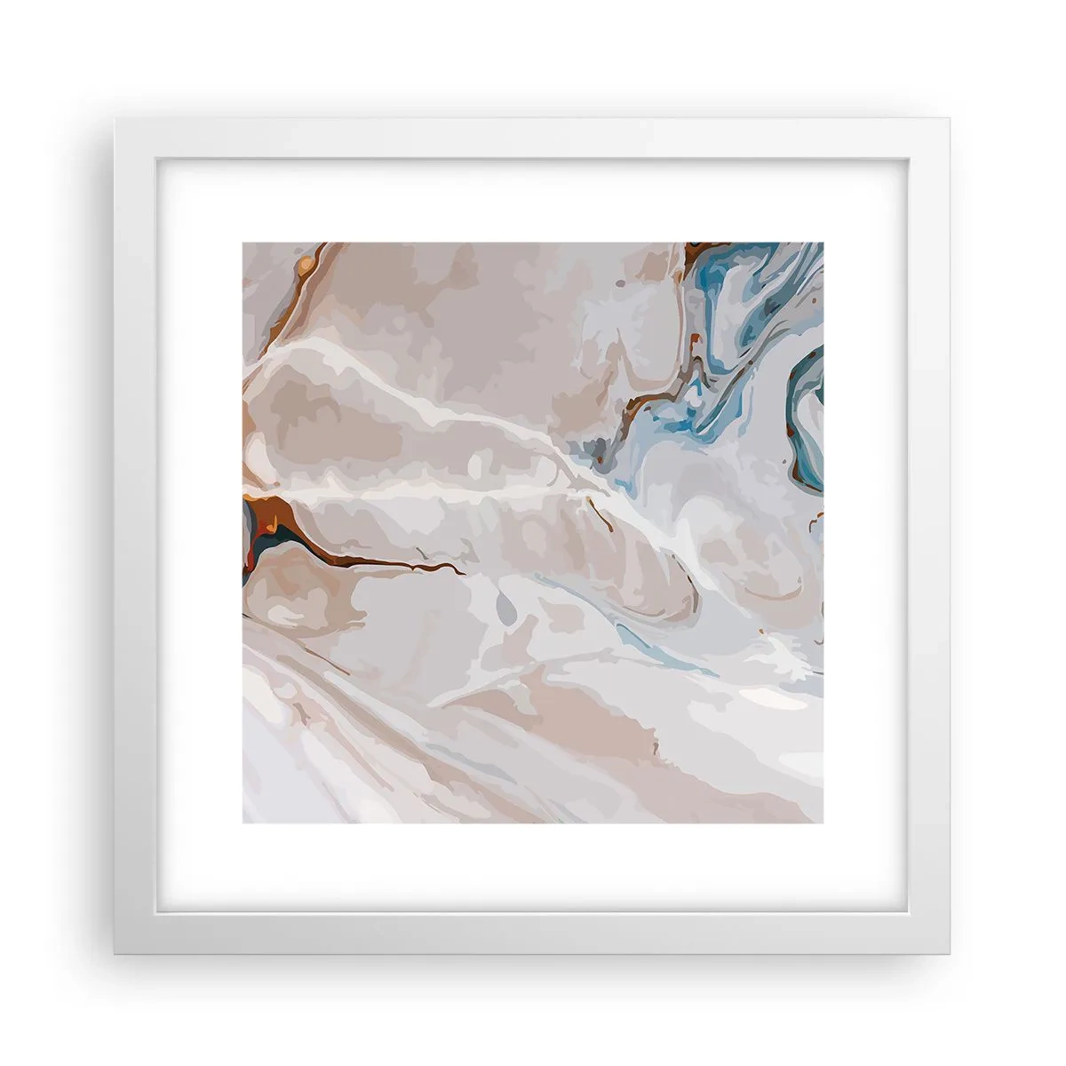 Poster in cornice bianca - Meandri blu sotto il bianco - 30x30 cm