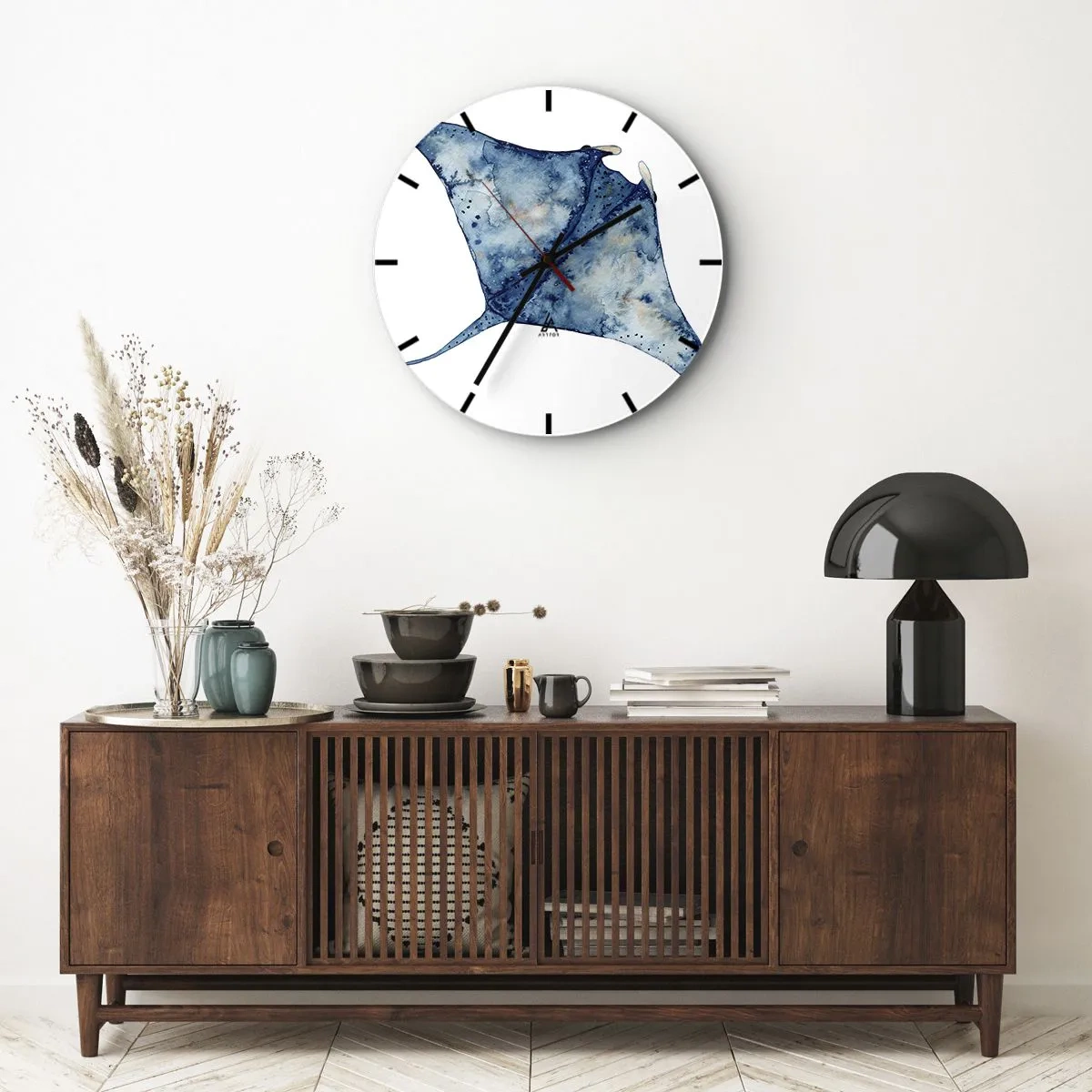 Orologio da parete - Orologio in Vetro - Vita nel blu - 40x40 cm