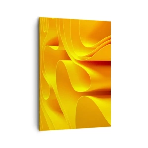 Quadro su tela - Stampe su Tela - Onde astratte gialle che ricordano i raggi del sole - 50x70cm - Come onde di sole - Decorazione murale moderna per soggiorno e camera da letto ARTTOR