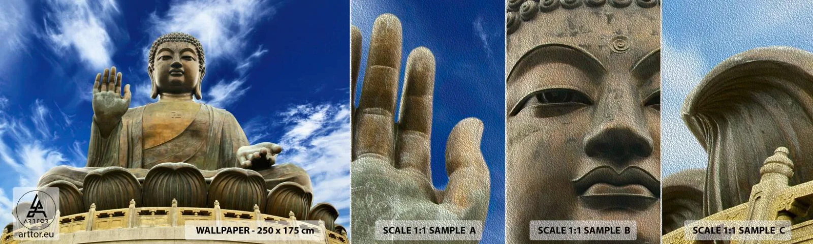 Campione di Fotomurale Premium Sand - Vivere senza paura - Budda, Religione, Asia - 100x30 cm