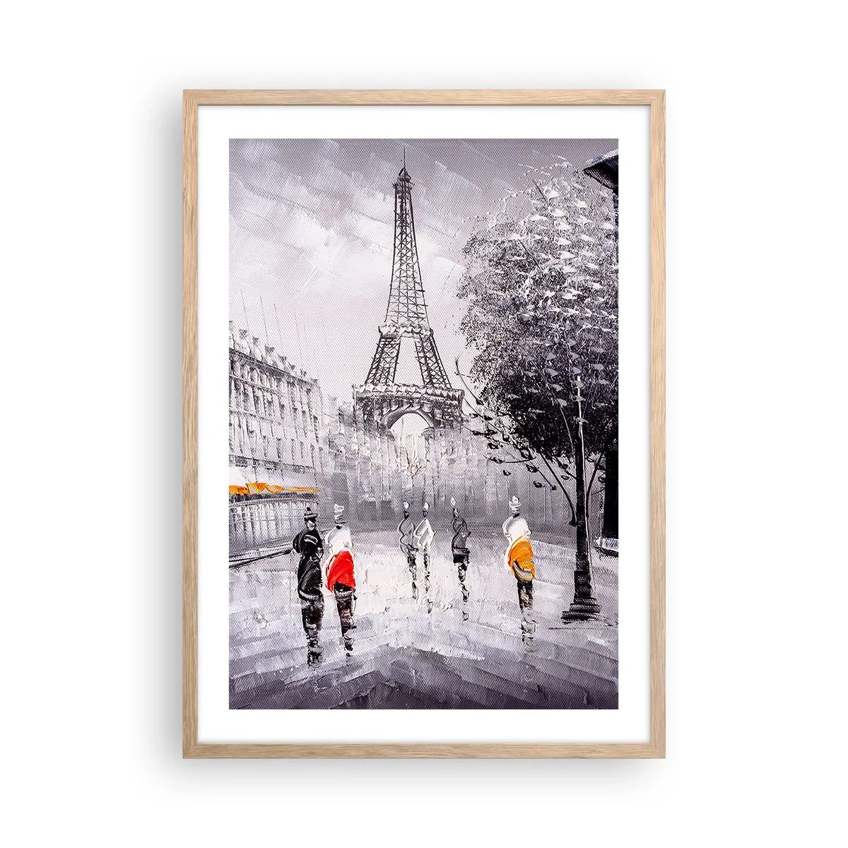 Poster in cornice rovere chiaro - Passeggiata a Parigi - 50x70 cm