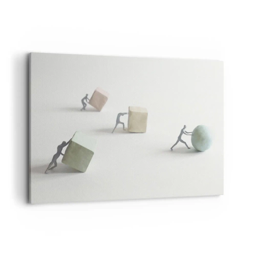 Quadro su tela - Stampe su Tela - Miniature che spingono forme su uno sfondo chiaro - 100x70cm - È la vita - Decorazione murale moderna per soggiorno e camera da letto ARTTOR