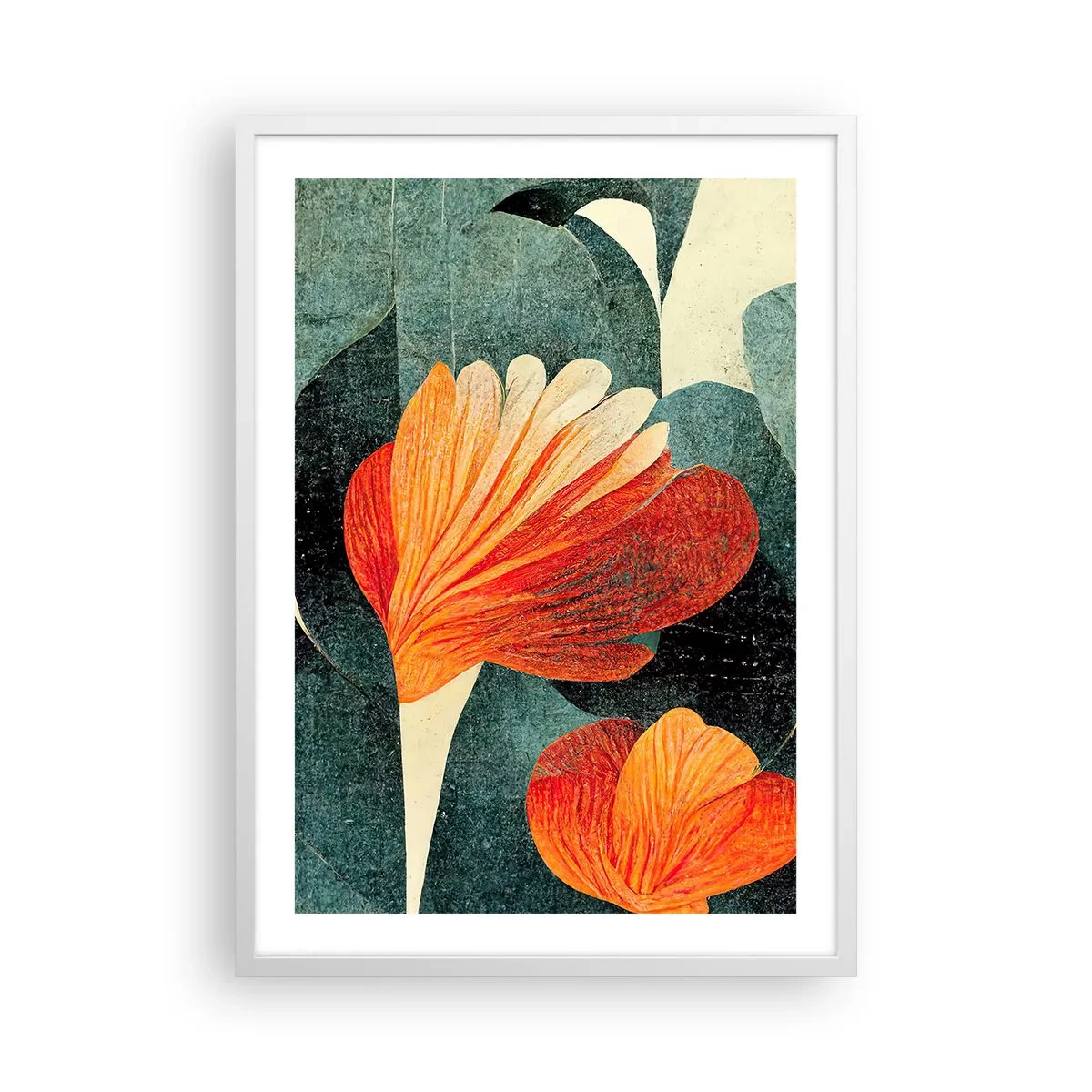 Poster in cornice bianca - Caldo dei tropici e fresco del verde - 50x70 cm