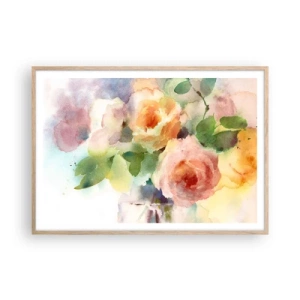 Poster in cornice rovere chiaro - Delicati come un acquerello - 100x70 cm