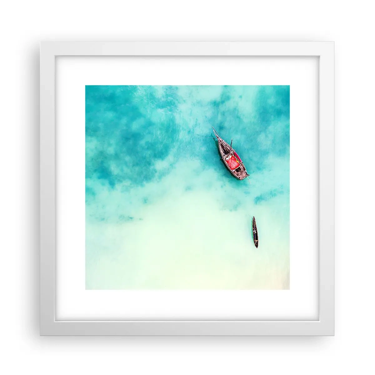 Poster in cornice bianca - Nelle spiagge di Zanzibar, quando c'è troppa acqua... - 30x30 cm