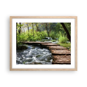 Poster in cornice rovere chiaro - Sulla cascata spumeggiante - 50x40 cm