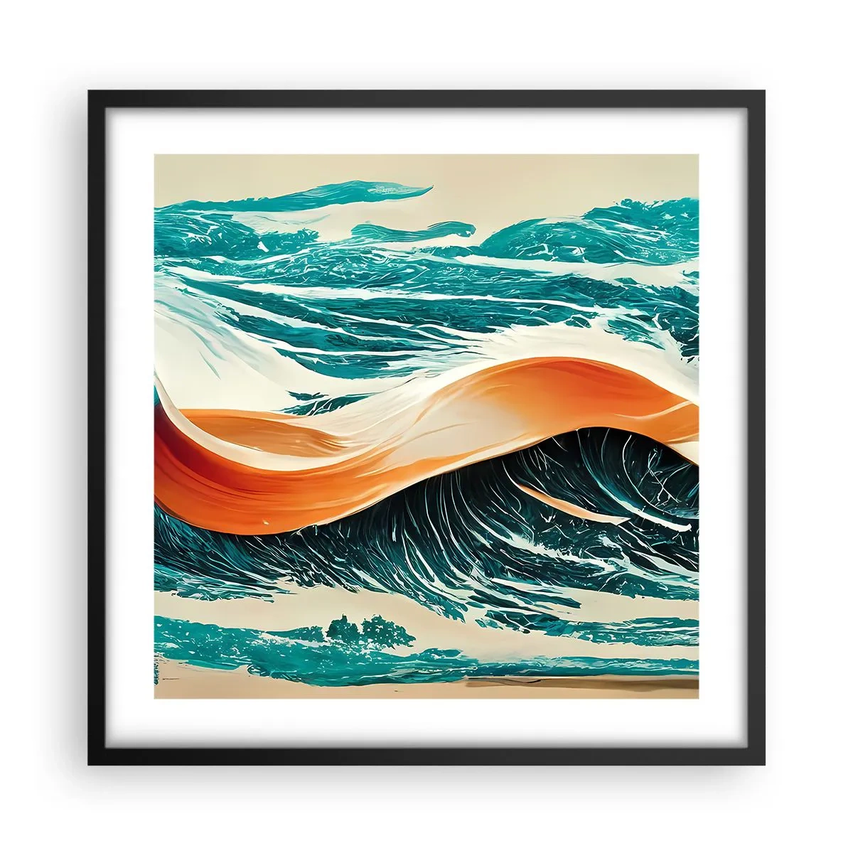 Poster in cornice nera - Il sogno del surfista - 50x50 cm