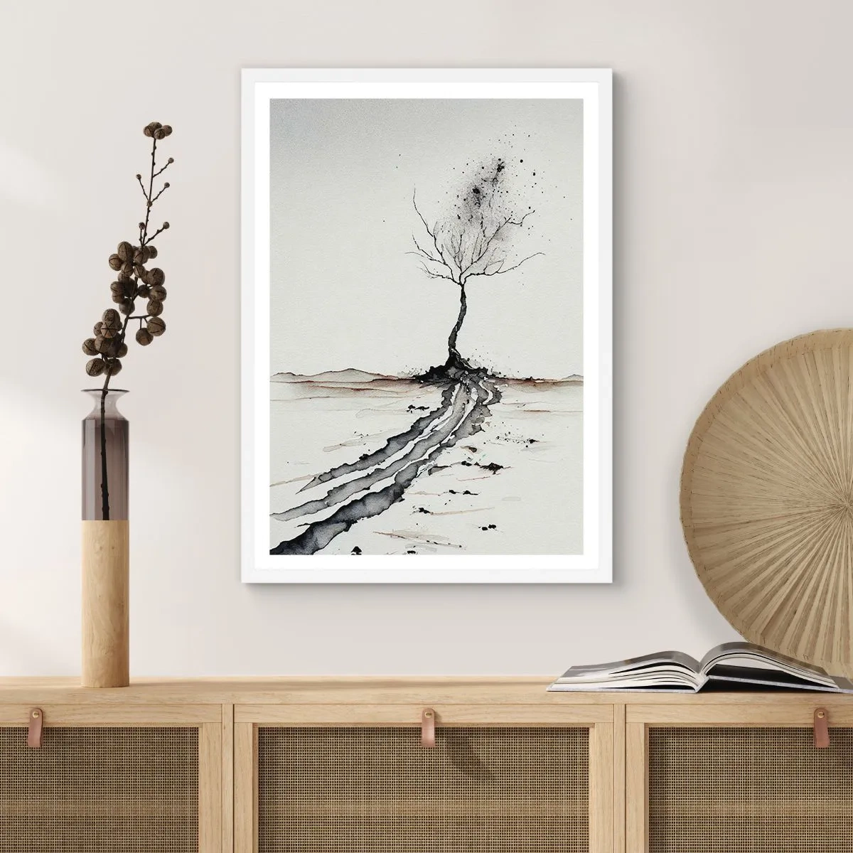 Poster in cornice bianca - Malinconia invernale - 61x91 cm