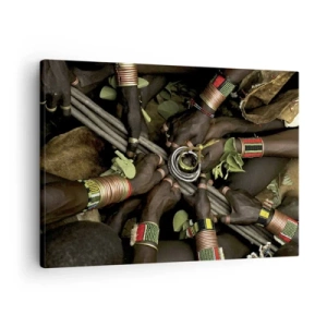 Quadro su tela - Stampe su Tela - Tradizionali braccialetti a mano in un gruppo di mani - 70x50cm - Siamo insieme - Decorazione murale moderna per soggiorno e camera da letto ARTTOR