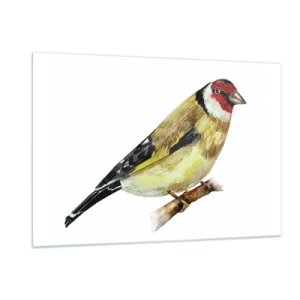 Quadro su vetro - Uccello acquerello su un ramo dai colori delicati - 120x80cm - Ritratto di uccello - Decorazione murale moderna per soggiorno e camera da letto ARTTOR