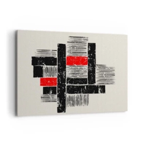 Quadro su tela - Stampe su Tela - Composizione geometrica astratta in nero e rosso - 100x70cm - Rosso e nero - Decorazione murale moderna per soggiorno e camera da letto ARTTOR