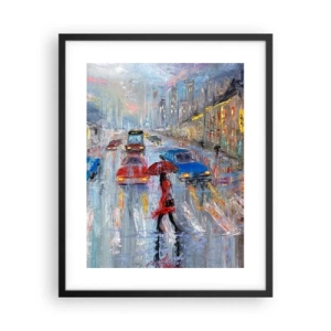 Poster in cornice nera - Pomeriggio di pioggia in città - 40x50 cm