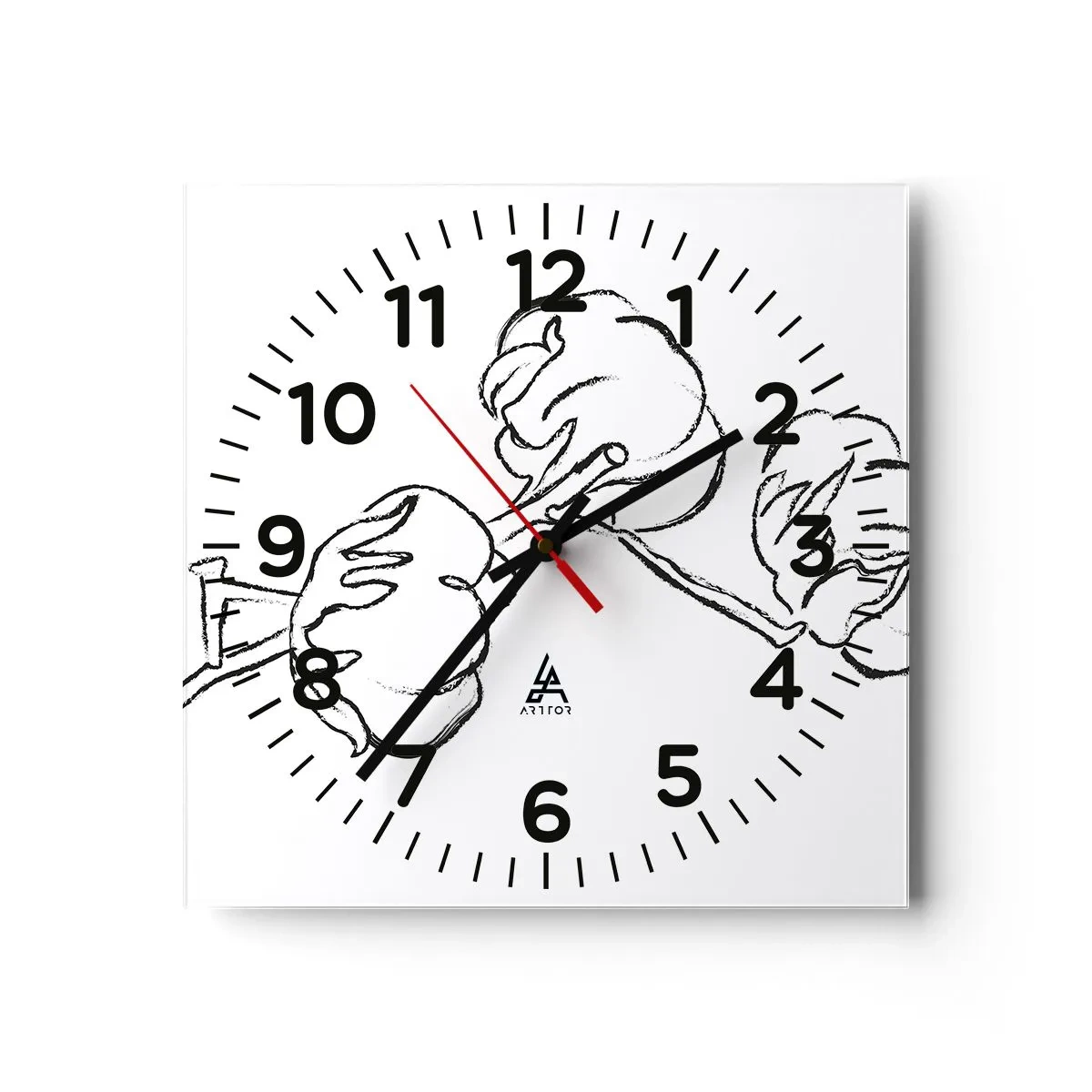 Orologio da parete - Orologio in Vetro - Piumino di cotone - 30x30 cm