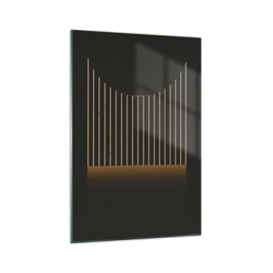 Quadro su vetro - Motivo geometrico a strisce su sfondo scuro - 70x100cm - Esaminare l'oscurità - Decorazione murale moderna per soggiorno e camera da letto ARTTOR