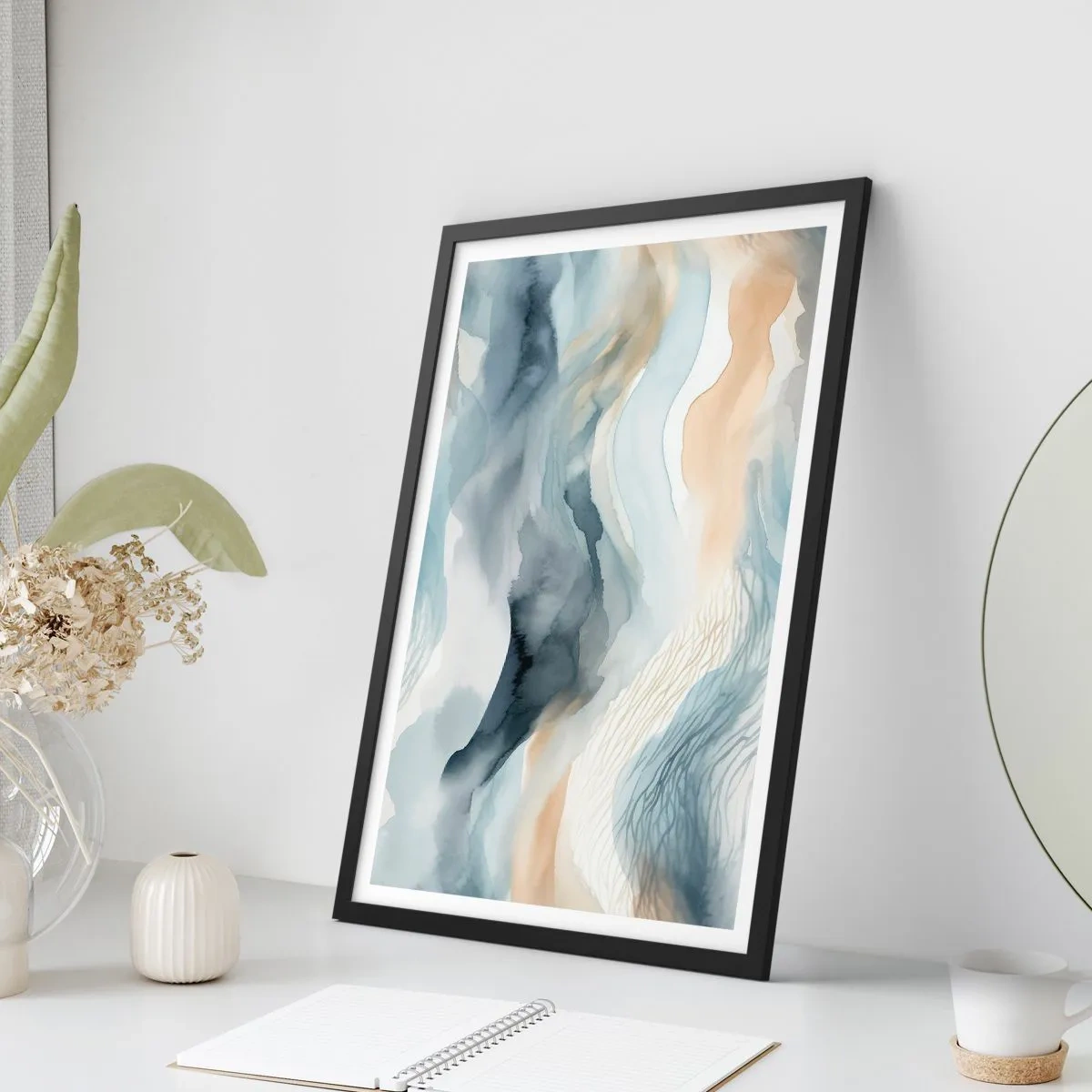 Poster in cornice nera - Astrazione nevosa e nebbiosa - 40x50 cm