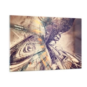 Quadro su vetro - Composizione astratta con linee e colori dinamici - 120x80cm - A gran velocità - Decorazione murale moderna per soggiorno e camera da letto ARTTOR