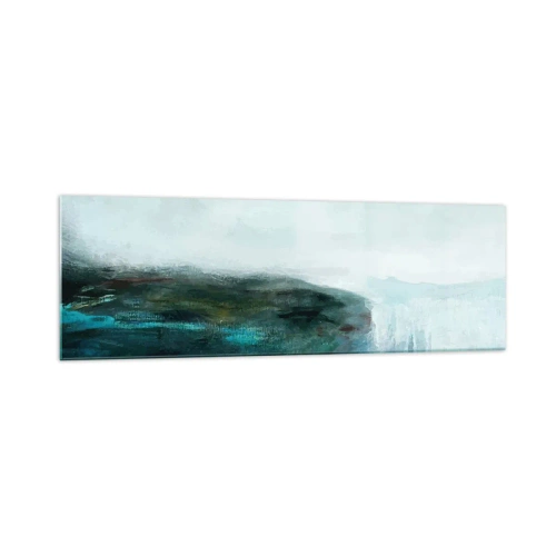 Quadro su vetro - Paesaggio astratto nei toni del turchese e del grigio - 160x50cm - Astrazione marittima - Decorazione murale moderna per soggiorno e camera da letto ARTTOR