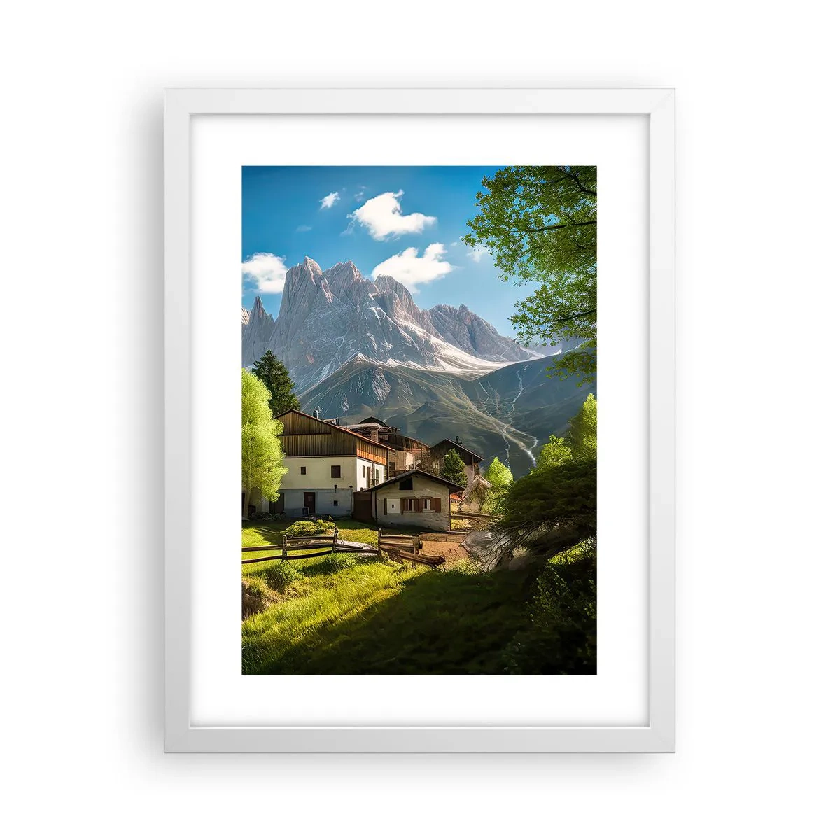 Poster in cornice bianca - Idillio alpino - 30x40 cm