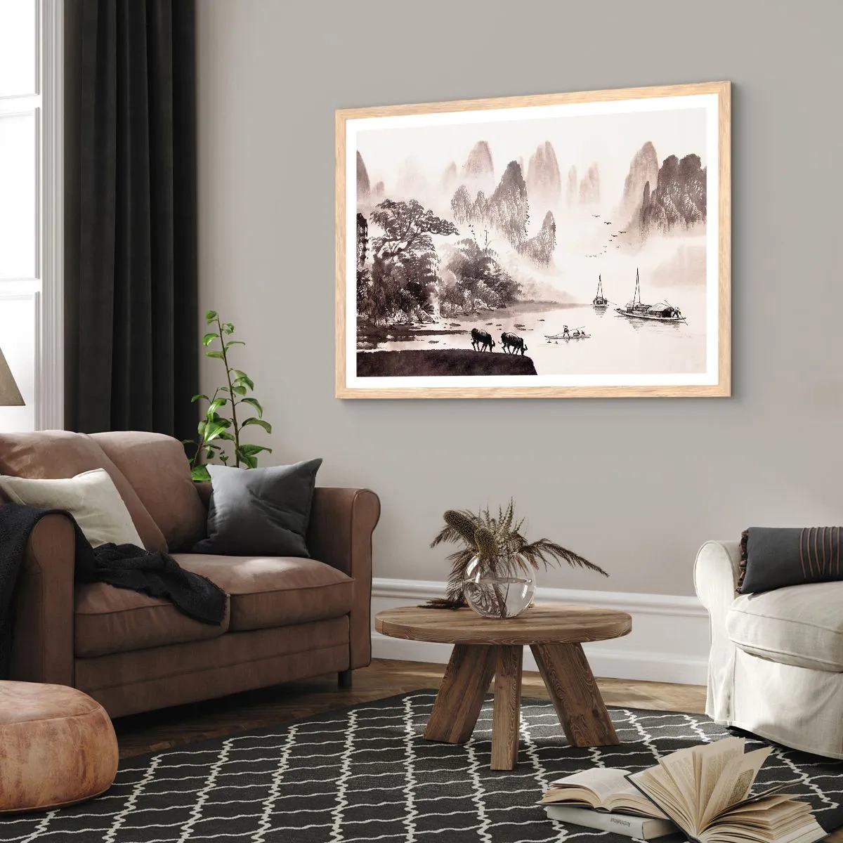 Poster in cornice rovere chiaro - L'esotica quotidianità dell'Oriente - 40x30 cm