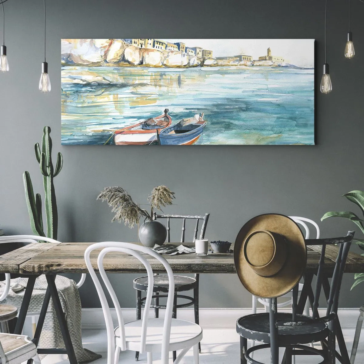 Quadro su tela - Stampe su Tela - Paesaggio in azzurro - 100x40 cm