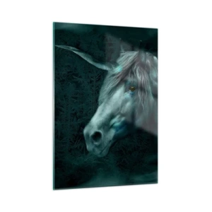 Quadro su vetro - Unicorno nella foresta misteriosa - 50x70cm - Nel bosco incantato - Decorazione murale moderna per soggiorno e camera da letto ARTTOR