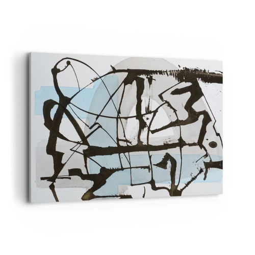 Quadro su tela - Stampe su Tela - Linee e forme astratte in blu e nero - 120x80cm - Blu nonostante tutto - Decorazione murale moderna per soggiorno e camera da letto ARTTOR