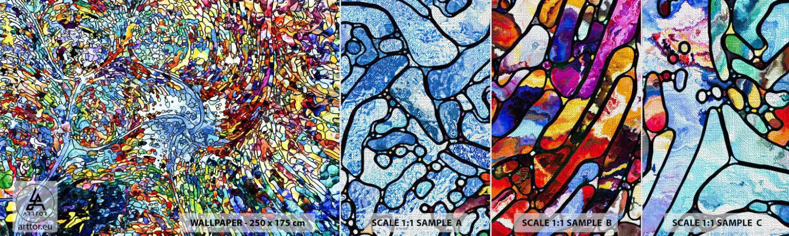 Campione di Fotomurale Premium Canvas - Vetrate a gocce - Astrazione, Pezzo, Grafica - 100x30 cm