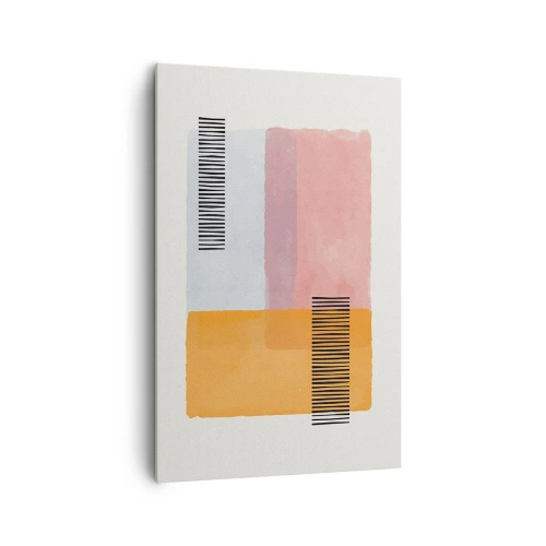 Quadro su tela - Stampe su Tela - Geometria in colori pastello con linee su sfondo chiaro - 80x120cm - Da un angolo all'altro - Decorazione murale moderna per soggiorno e camera da letto ARTTOR