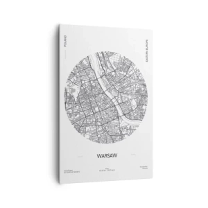 Quadro su tela - Stampe su Tela - Una mappa di Varsavia in stile minimalista - 80x120cm - Anatomia di Varsavia - Decorazione murale moderna per soggiorno e camera da letto ARTTOR