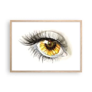 Poster in cornice rovere chiaro - Uno sguardo caldo come l'estate - 70x50 cm
