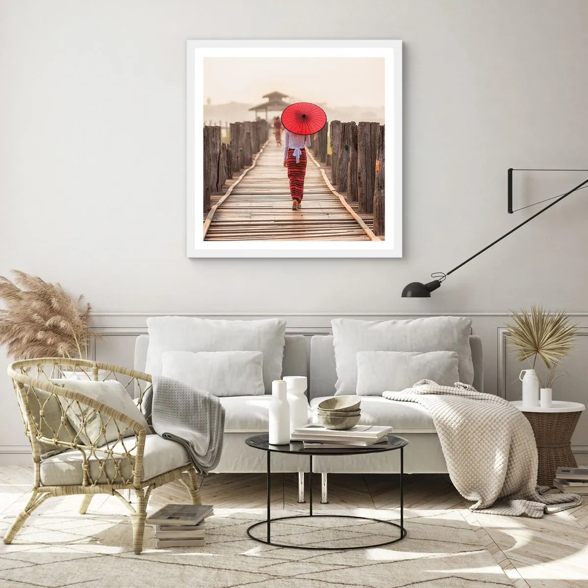 Poster in cornice bianca - Sul vecchio ponte - 50x50 cm