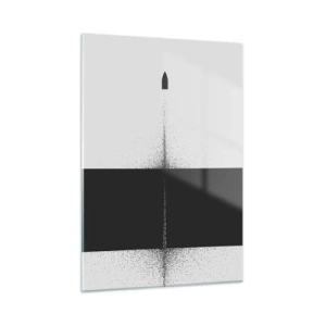 Quadro su vetro - Una composizione astratta in bianco e nero con una linea dinamica - 50x70cm - Dritto allo scopo - Decorazione murale moderna per soggiorno e camera da letto ARTTOR