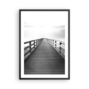 Poster in cornice nera - Un ponte bianco e nero che conduce all'infinito - 50x70cm - Sempre più lontano - Decorazione murale moderna per soggiorno e camera da letto ARTTOR