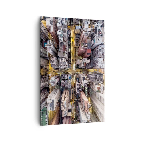 Quadro su tela - Stampe su Tela - Una vista a volo d'uccello di una città piena di grattacieli - 80x120cm - Saluti da Hong Kong - Decorazione murale moderna per soggiorno e camera da letto ARTTOR