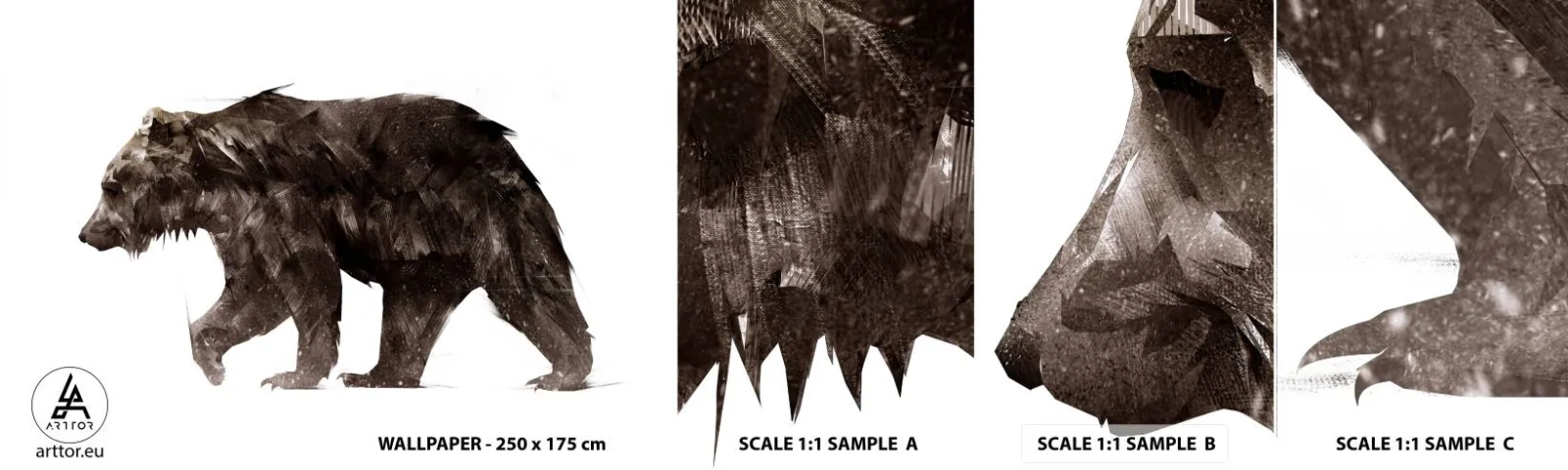 Campione Di Fotomurale Standard Eco - Indosso sempre una vera pelliccia! - Animali, Orso, Astrazione - 100x30 cm