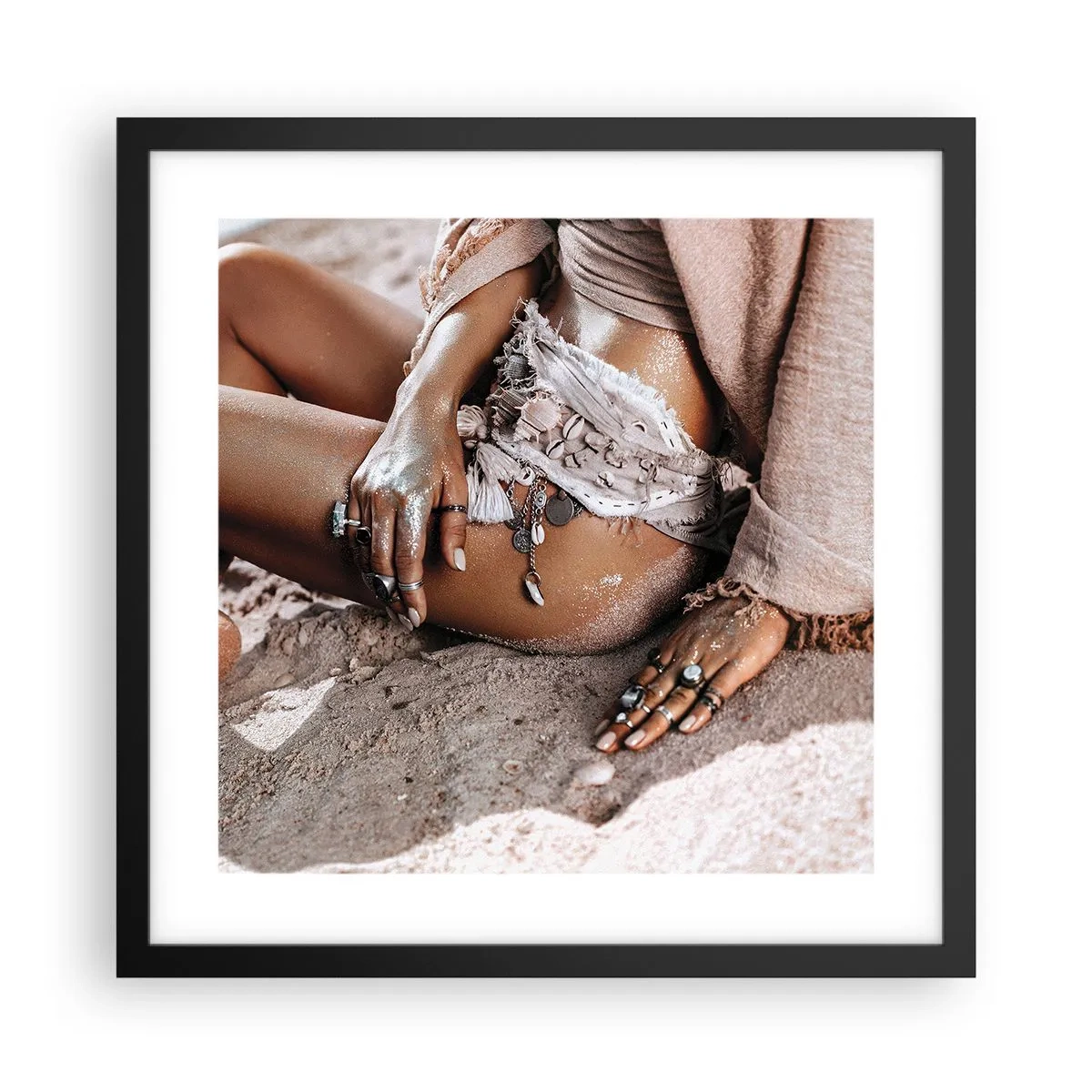 Poster in cornice nera - Gettata dalle onde? - 40x40 cm