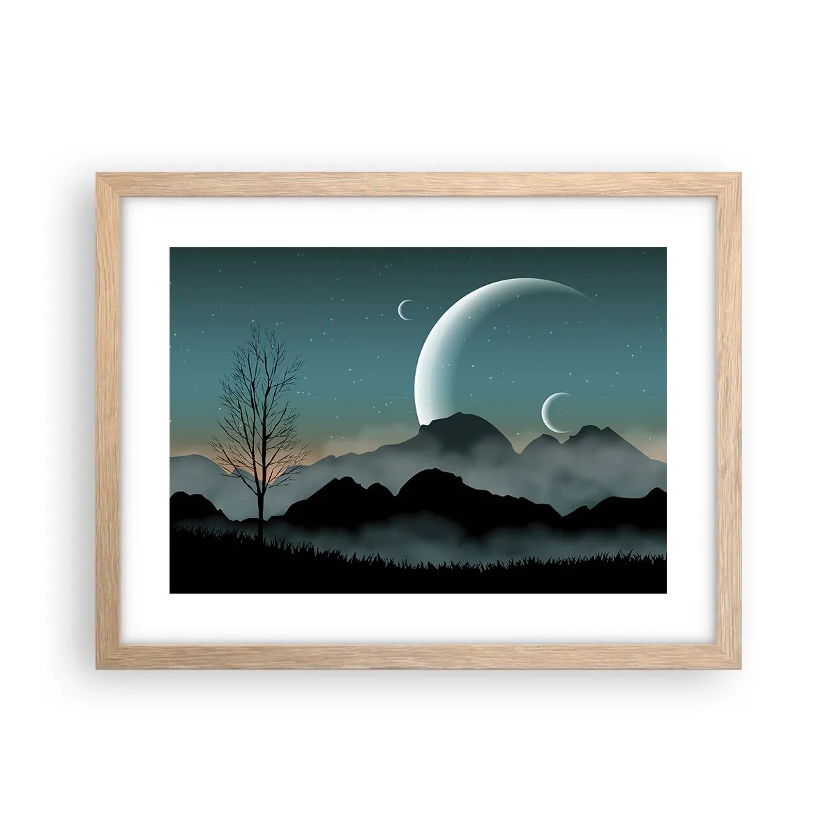 Poster in cornice rovere chiaro - Il carnevale di una notte stellata - 40x30 cm