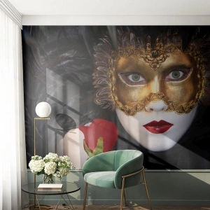 Fotomurali Premium Canvas - Perché la vita è un grande ballo - Cappuccio, Rosa, labbra rosse - 300x210 cm