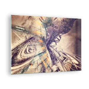 Quadro su vetro - Composizione astratta con linee e colori dinamici - 70x50cm - A gran velocità - Decorazione murale moderna per soggiorno e camera da letto ARTTOR