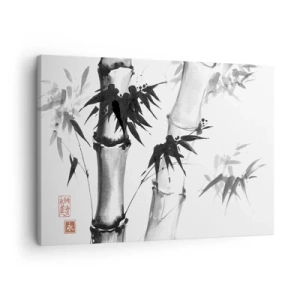 Quadro su tela - Stampe su Tela - Bambù acquerello in stile giapponese su sfondo bianco - 70x50cm - Particolare d'oriente - Decorazione murale moderna per soggiorno e camera da letto ARTTOR