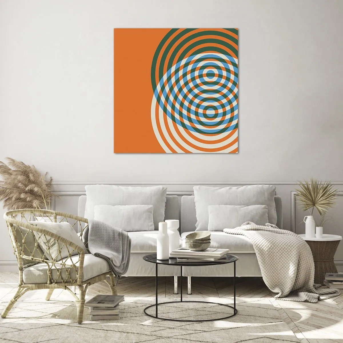 Quadro su vetro - Composizione astratta a cerchi - 30x30 cm