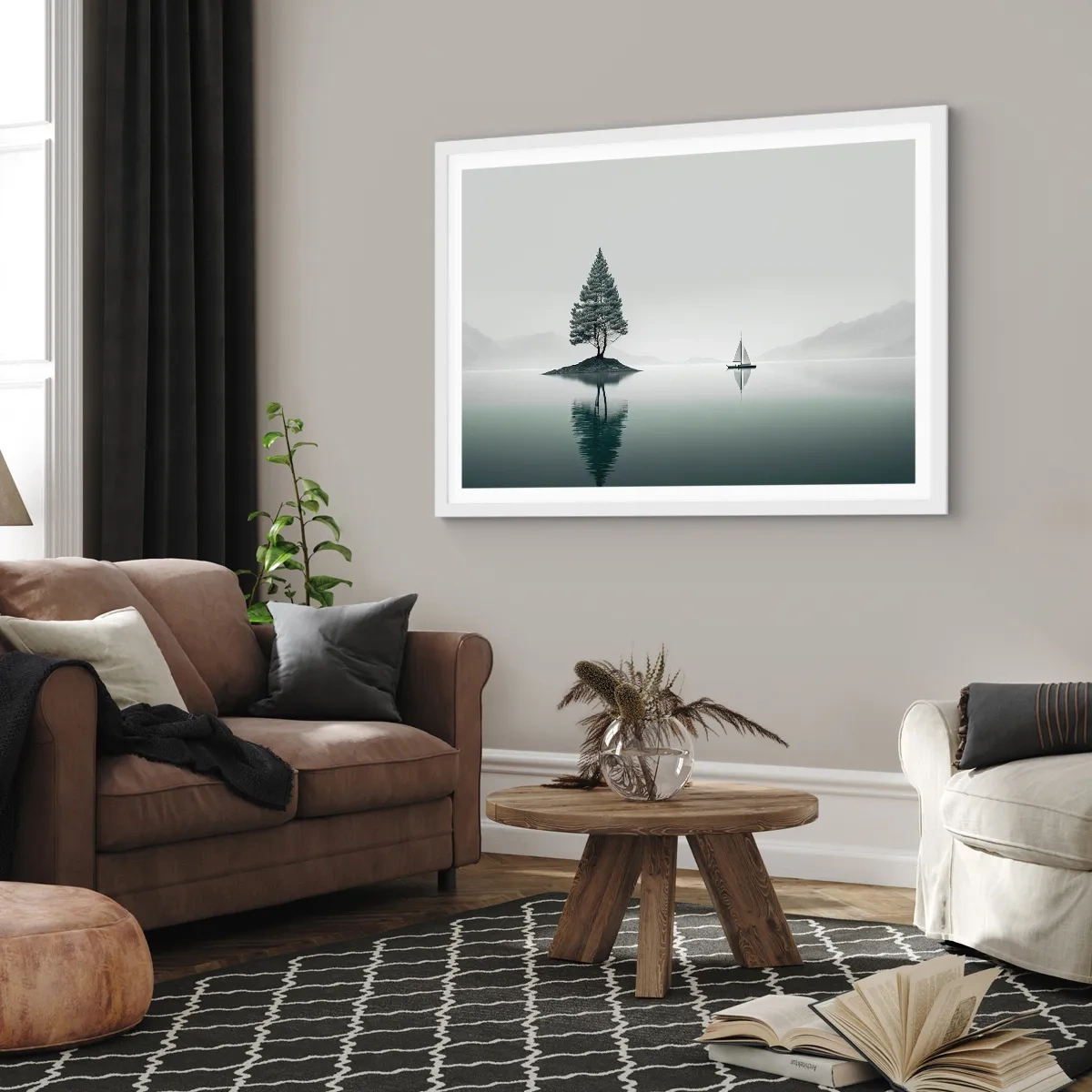 Poster in cornice bianca - Paesaggio onirico - 70x50 cm