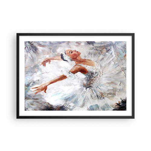 Poster in cornice nera - Una ballerina in abito bianco che balla - 70x50cm - Delicata e leggera come il tulle - Decorazione murale moderna per soggiorno e camera da letto ARTTOR