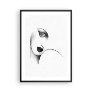 Poster in cornice nera - Un sottile ritratto di una donna in stile bianco e nero - 50x70cm - Nello stile di Lempicka - Decorazione murale moderna per soggiorno e camera da letto ARTTOR