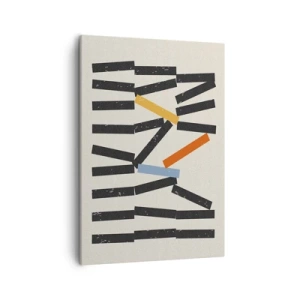 Quadro su tela - Stampe su Tela - Composizione astratta con rettangoli colorati e neri - 50x70cm - Composizione: domino - Decorazione murale moderna per soggiorno e camera da letto ARTTOR