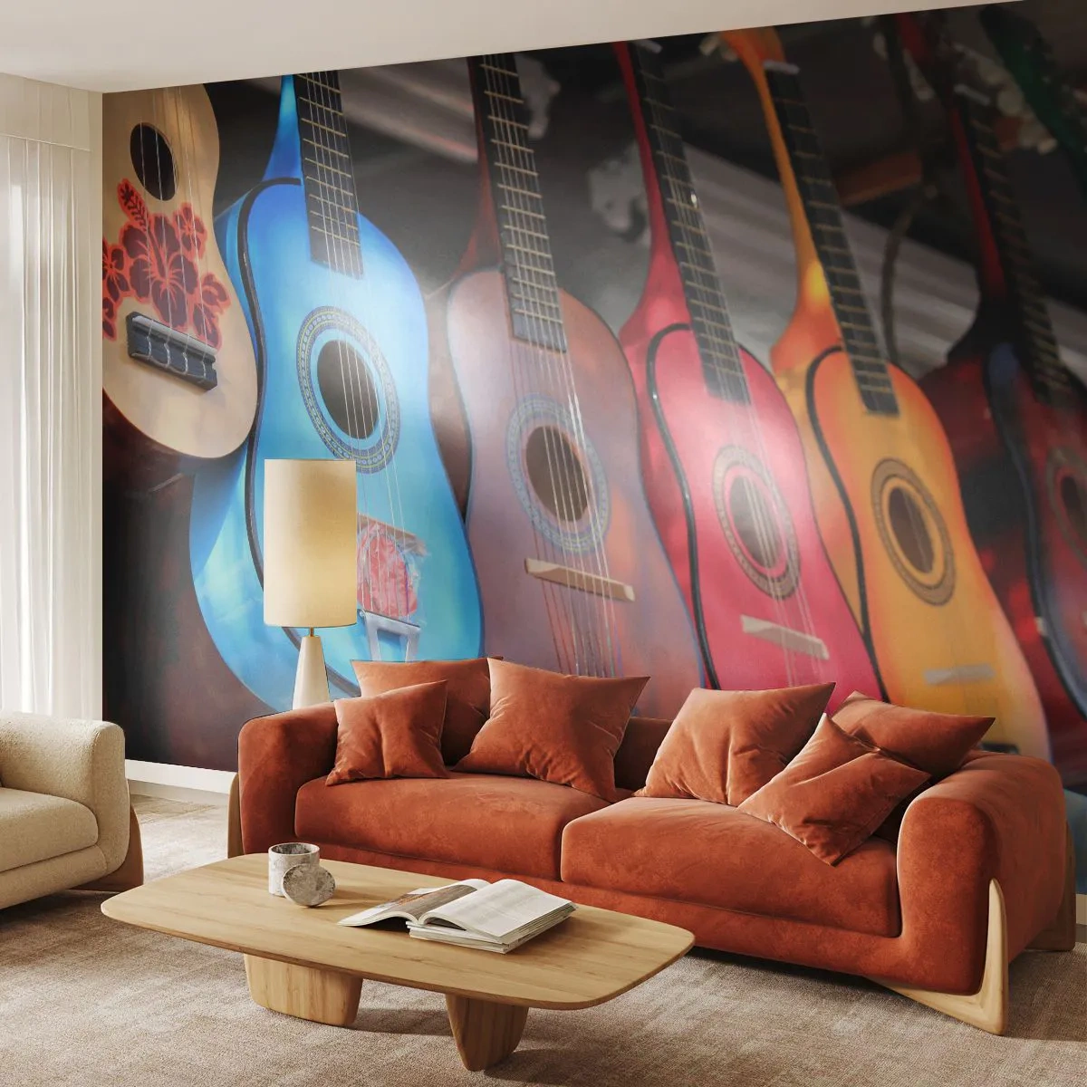 Fotomurali Premium Sand - Atmosfera latina - Musica, Chitarra, Uno strumento musicale - 350x256 cm