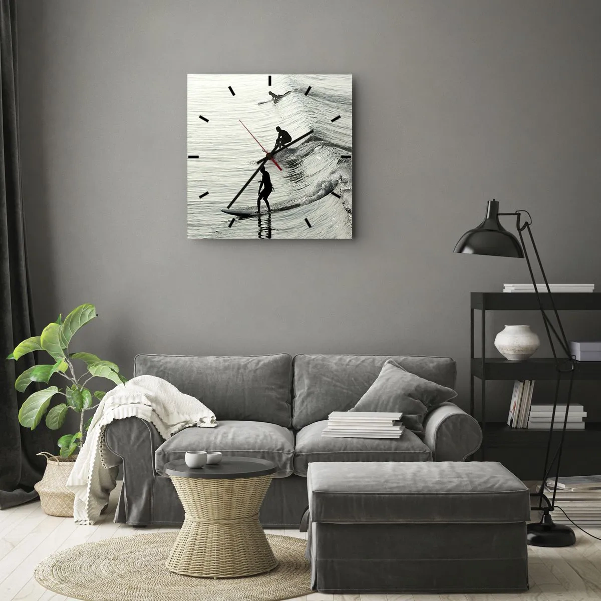 Orologio da parete - Orologio in Vetro - Onde all'incontro - 40x40 cm