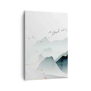 Quadro su tela - Stampe su Tela - Montagne astratte in tonalità pastello - 70x100cm - Oltre le cime - Decorazione murale moderna per soggiorno e camera da letto ARTTOR