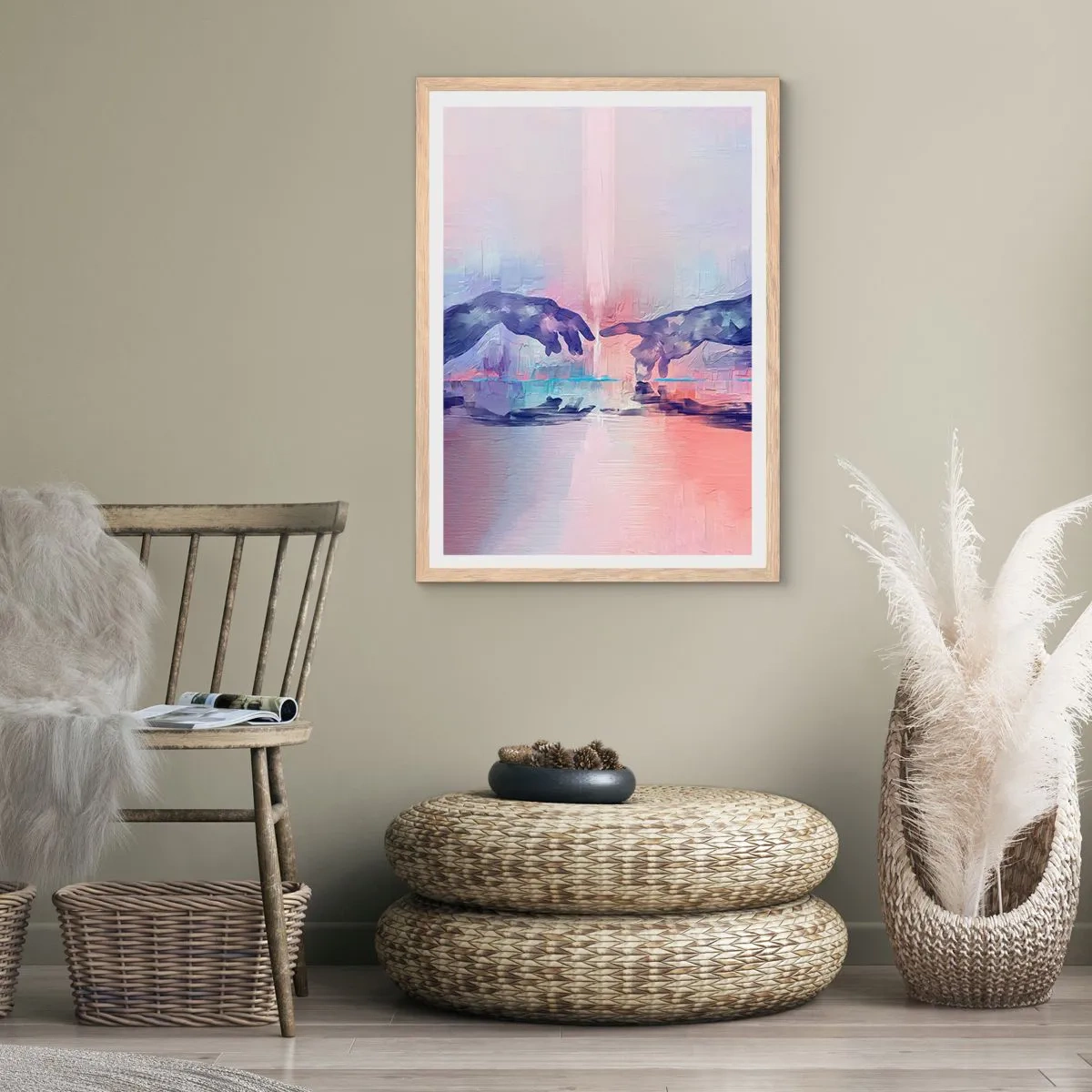 Poster in cornice rovere chiaro - La scintilla divina della vita - 61x91 cm