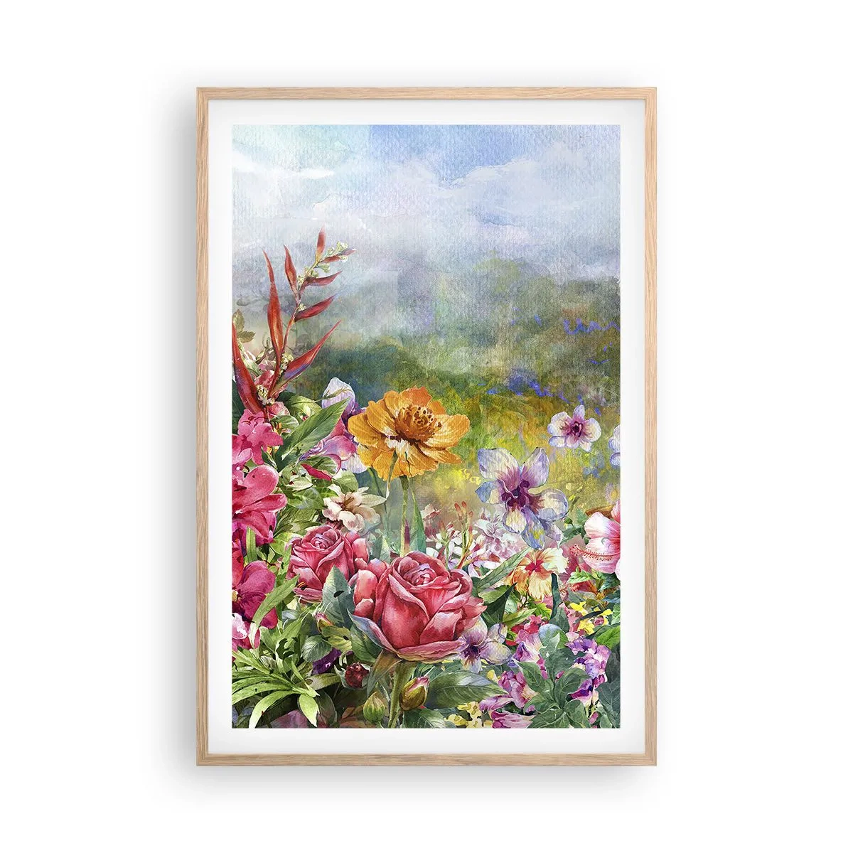 Poster in cornice rovere chiaro - Il giardino impazzito - 61x91 cm